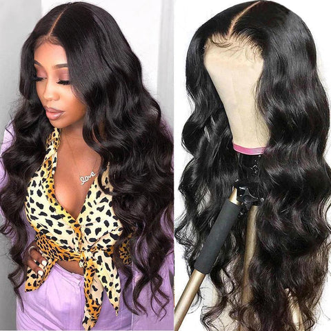 13x4 Transparent Lace Frontal Body Wave Virgin Wig 180% Density