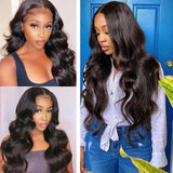 13x4 Transparent Lace Frontal Body Wave Virgin Wig 180% Density